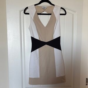 bebe Beige and Black Colorblock Mini Dress